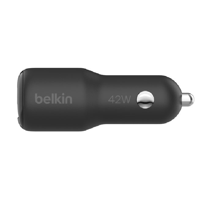 Belkin BoostCharge 42W Dual Car Charger - Black (CCB005BTBK), 1xUSB-C (30W), 1xUSB-A (12W), Safe & Optimized, Apple iPhone,CEW $2,500,2 Years Warranty