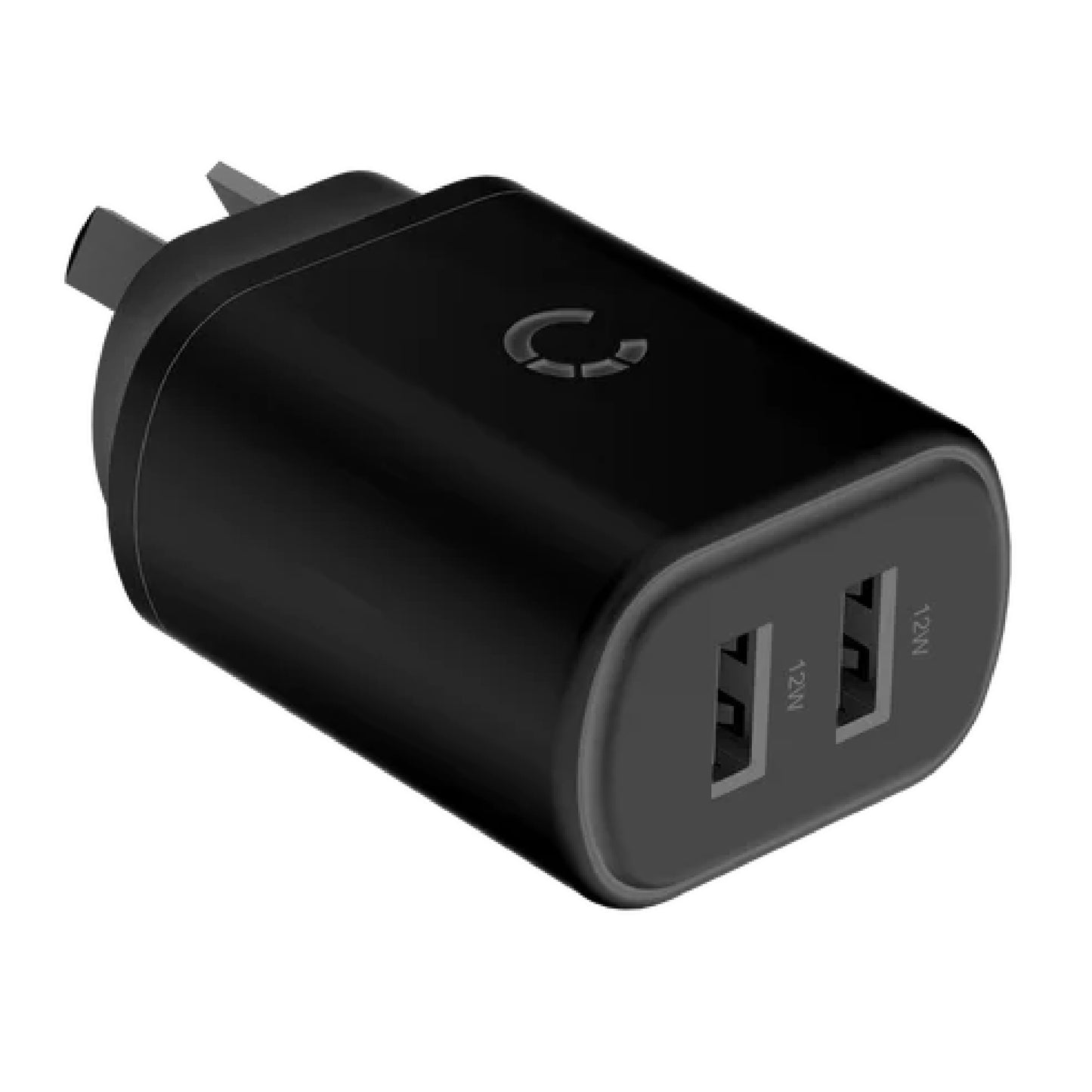 LS Cygnett PowerPlus 12W Dual Port Wall Charger - Black (CY3672PDWLCH), 2x USB-A (12W), Lightweight & Compact Design, Charge 2x Devices, 2 Years Warra