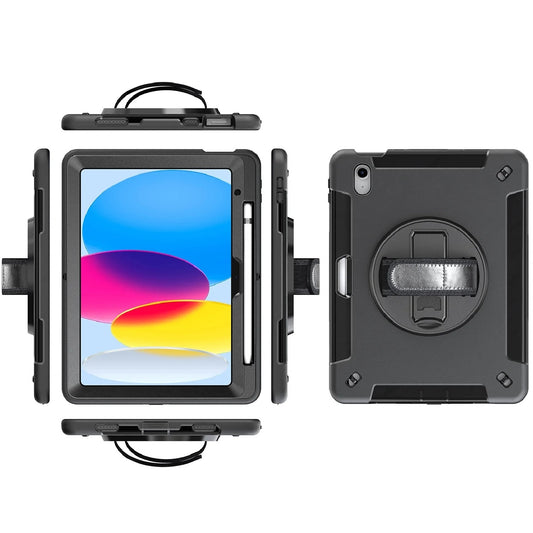 USP Rugged Apple iPad (11.0') 11th Gen (A16) / iPad 10th Gen (10.9') Case Black - Built-in-Kickstand, Adjustable Hand Strap, 3 Year Warranty