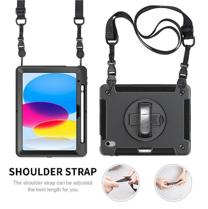 USP Rugged Apple iPad (11.0') 11th Gen (A16) / iPad 10th Gen (10.9') Case Black - Built-in-Kickstand, Adjustable Hand Strap, 3 Year Warranty