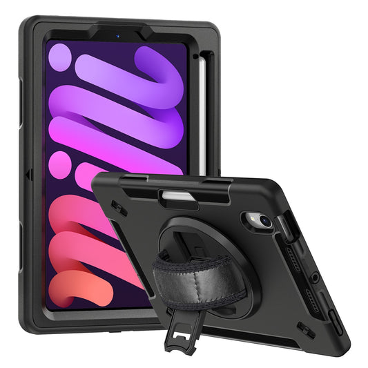 USP Rugged Apple iPad Mini A17 Pro (7th Gen)/ iPad Mini (8.3') (6th Gen) Case with Sling Black-Built-in-Kickstand,Adjustable Hand Strap,3 YearWarranyt