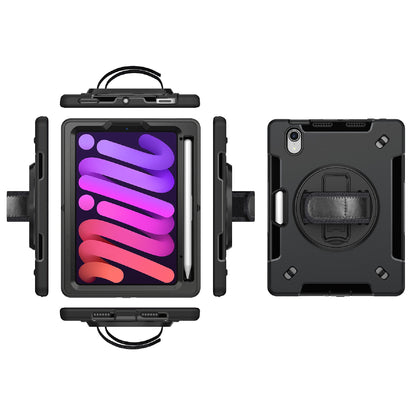 USP Rugged Apple iPad Mini A17 Pro (7th Gen)/ iPad Mini (8.3') (6th Gen) Case with Sling Black-Built-in-Kickstand,Adjustable Hand Strap,3 YearWarranyt