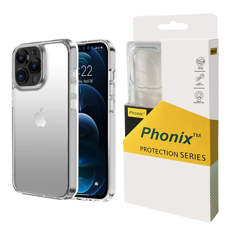 Phonix Apple iPhone 13 Pro Max Clear Rock Hard Case - Ultra-thin, Lightweight, Non-slip, Shockproof, Crystal Clear,Strong & Durable,10 Years Warranty