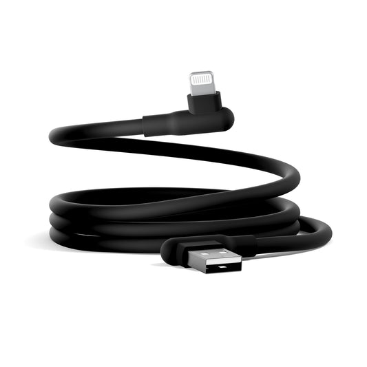 Cygnett DriveSync Right Angled Silicone Lightning to USB-A Cable (0.7M) - (CY5667CCACB), 2.4A/12W, 480Mbps, Drive & Sync, 2 Years Warranty