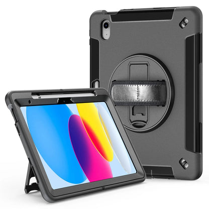 USP Rugged Apple iPad (10.2') (9th/8th/7th Gen) Case Black - Built-in-Kickstand, Adjustable Hand Strap, Shoulder Strap, Pen Holder, DropProof