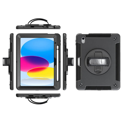 USP Rugged Apple iPad (10.2') (9th/8th/7th Gen) Case Black - Built-in-Kickstand, Adjustable Hand Strap, Shoulder Strap, Pen Holder, DropProof