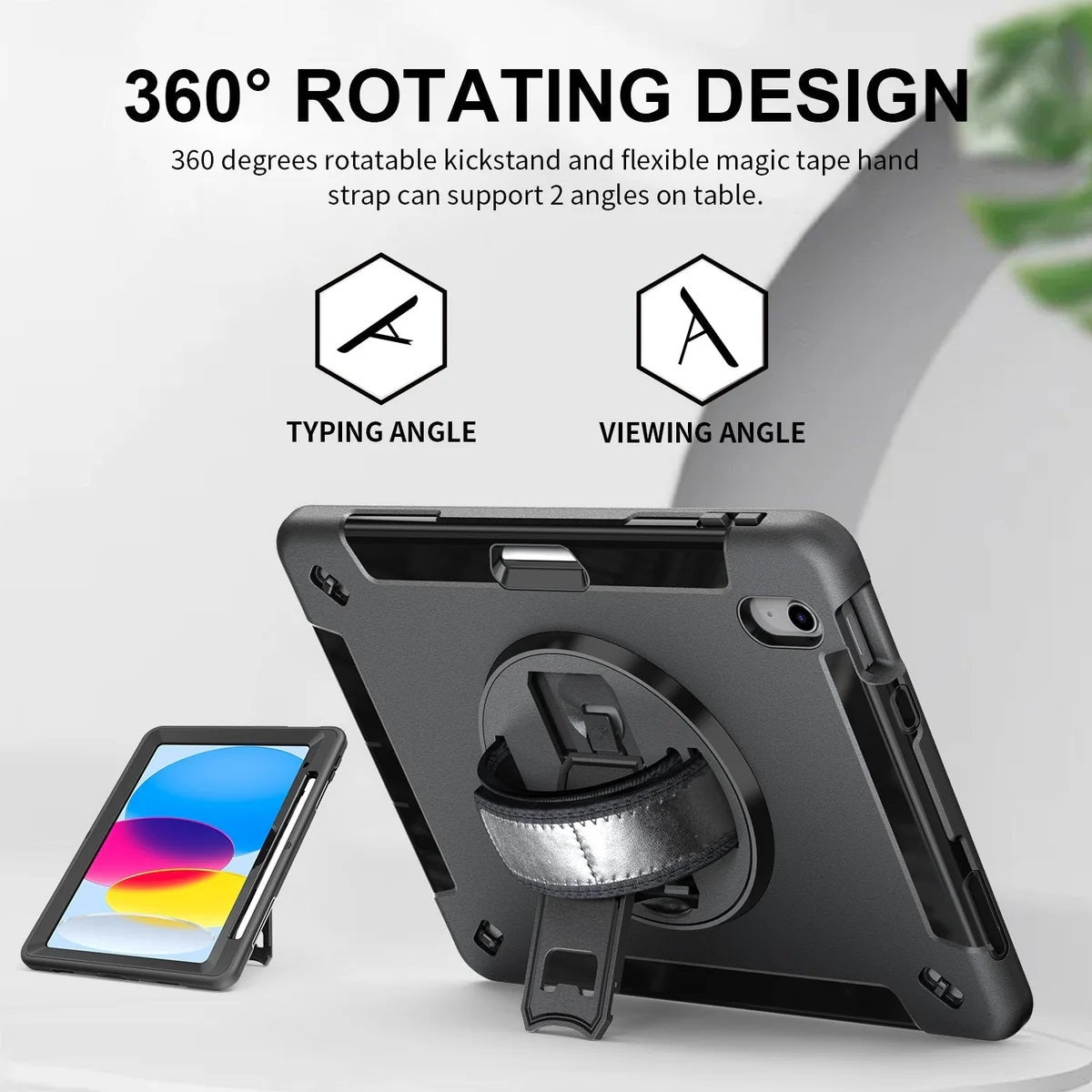 USP Rugged Apple iPad Pro (13') (M5/M4) (8th/7th Gen) Case Black - Built-in-Kickstand, Adjustable Hand Strap, Shoulder Strap, 3 Year Warranty