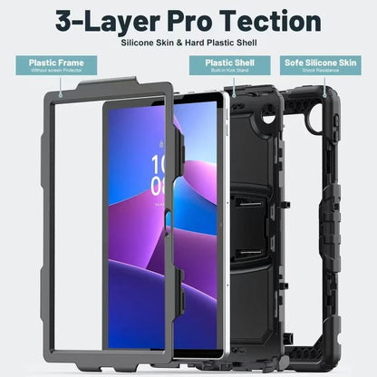USP Rugged Lenovo Tab 10.1' Case Black - Built-in-Kickstand, Shoulder Strap, DropProof, ShockProof, 3 Year Warranty