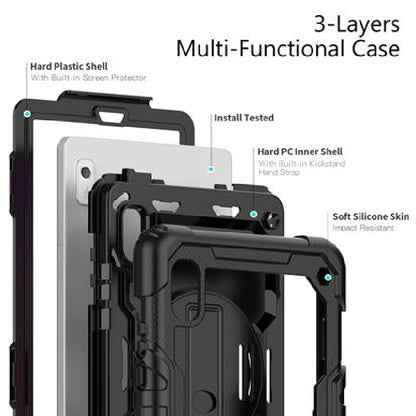 Generic Rugged Lenovo Tab M9 (9') Case + Screen Protector Black - Built-in-Kicks
