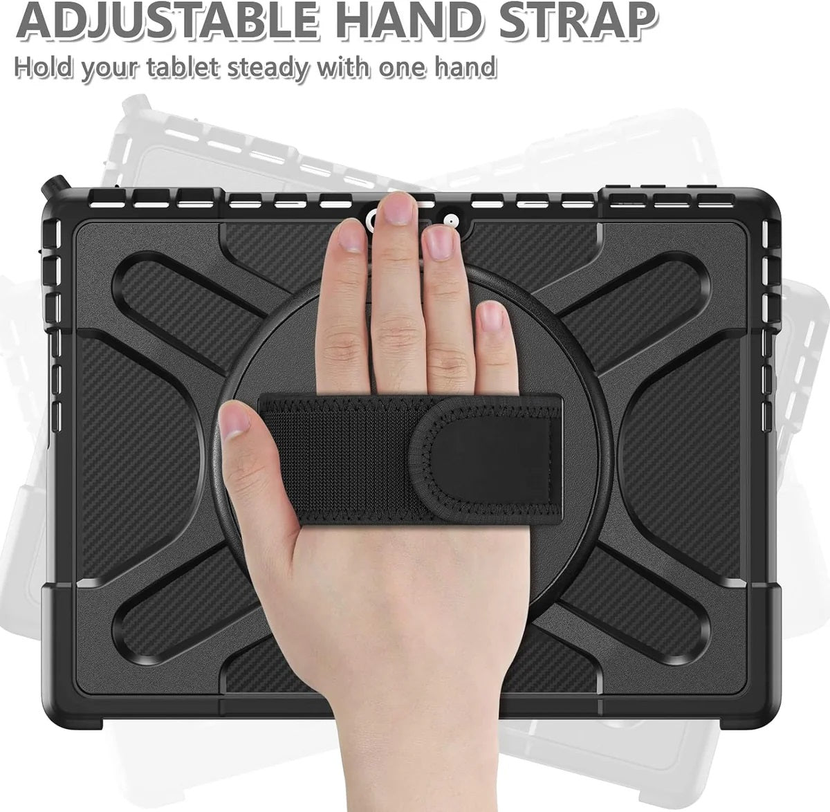 USP Rugged Microsoft Surface Pro 8 (13') Case Black - Built-in-Kickstand, Adjustable Hand Strap, Pen Holder, DropProof, 3 Year Warranty