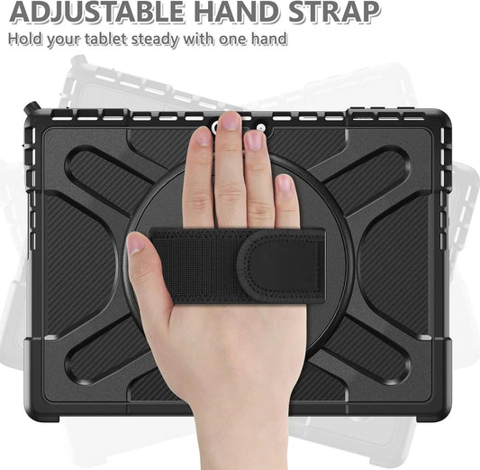 USP Rugged Microsoft Surface Pro 8 (13') Case Black - Built-in-Kickstand, Adjustable Hand Strap, Pen Holder, DropProof, 3 Year Warranty