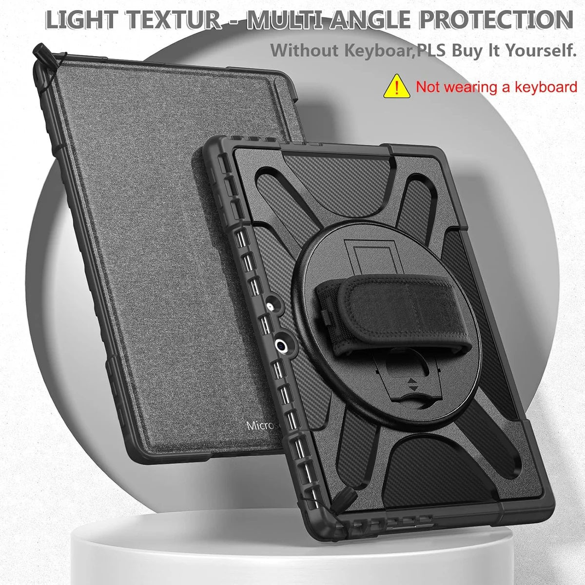 USP Rugged Microsoft Surface Pro 8 (13') Case Black - Built-in-Kickstand, Adjustable Hand Strap, Pen Holder, DropProof, 3 Year Warranty
