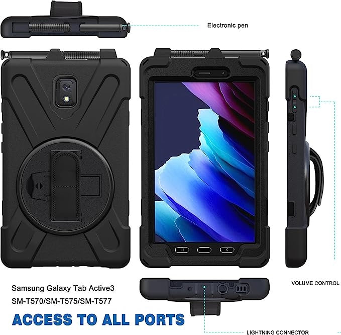 USP Rugged Samsung Galaxy Tab S10 FE+ (13.1') Case Black -  Built-in-Kickstand, Adjustable Hand Strap, Pen Holder, DropProof, 3 Year Warranty