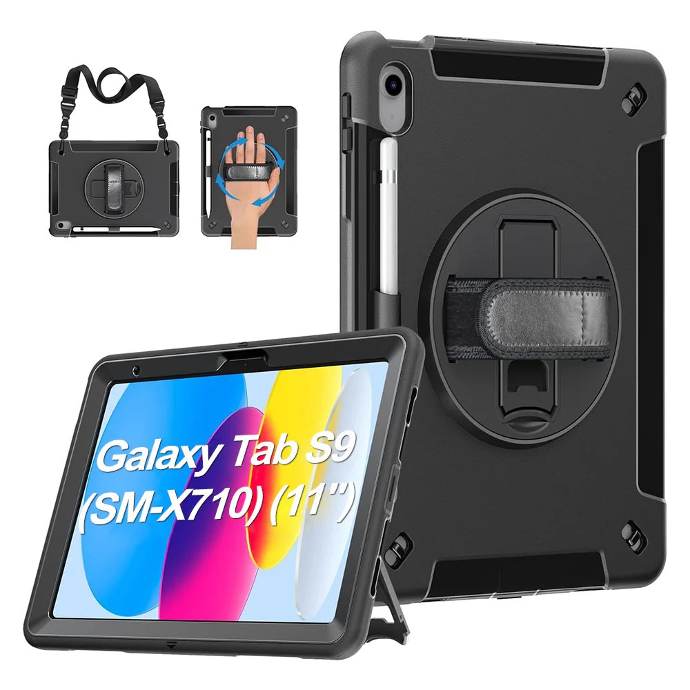 Generic Rugged Samsung Galaxy Tab S9 (11') / Tab S9 FE (10.9') Case Black - Buil