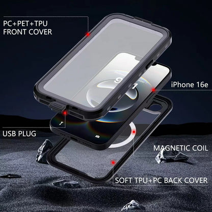USP Apple iPhone 16e 5G (6.1') WaterProof Case Black - DROP+ Military Standard, Waterproof, Shockproof, DustProof, Touch Sensitivity, 3 Year Warranty