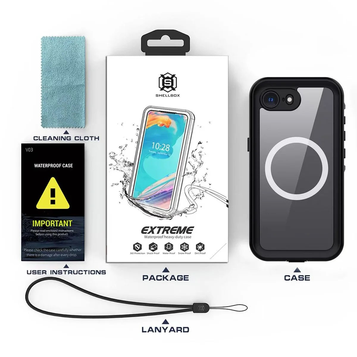 USP Apple iPhone SE (3rd & 2nd Gen) and iPhone 8/7 Waterprooof Case - Black, Military-Grade, Shockproof, Scratch Resistant, Durable, 3 Year Warranty