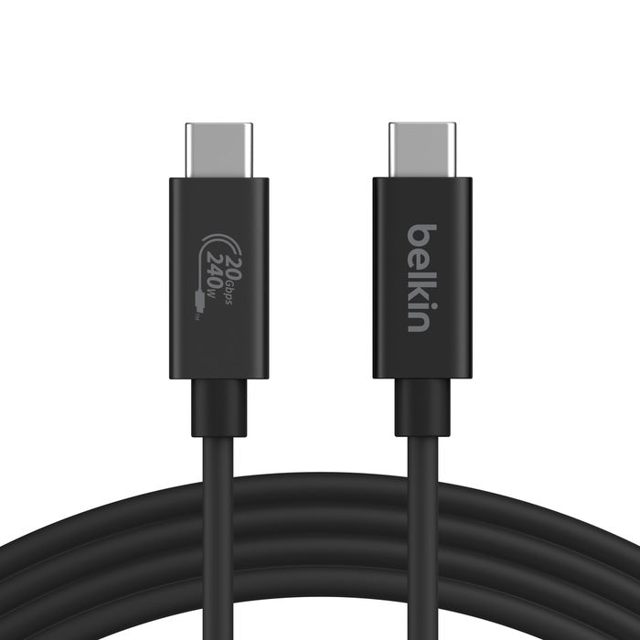 Belkin Connect USB4 Cable, 240W 20Gbps 2m, Black - (INZ004BT2MBK), Thunderbolt 4