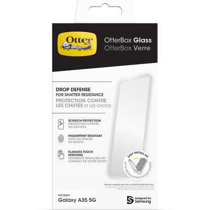 OtterBox Glass Samsung Galaxy A35 5G (6.6') Screen Protector Clear - (77-95478), Drop Protection, Anti-Scratch, Flawless Touch, 2 Years Warranty