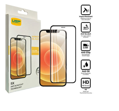 USP Apple iPhone SE (3rd & 2nd Gen) and iPhone 8/7 Armor Glass Full Cover Screen Protector - Black, 5X Anti Scratch Technology, Anti-fingerprint