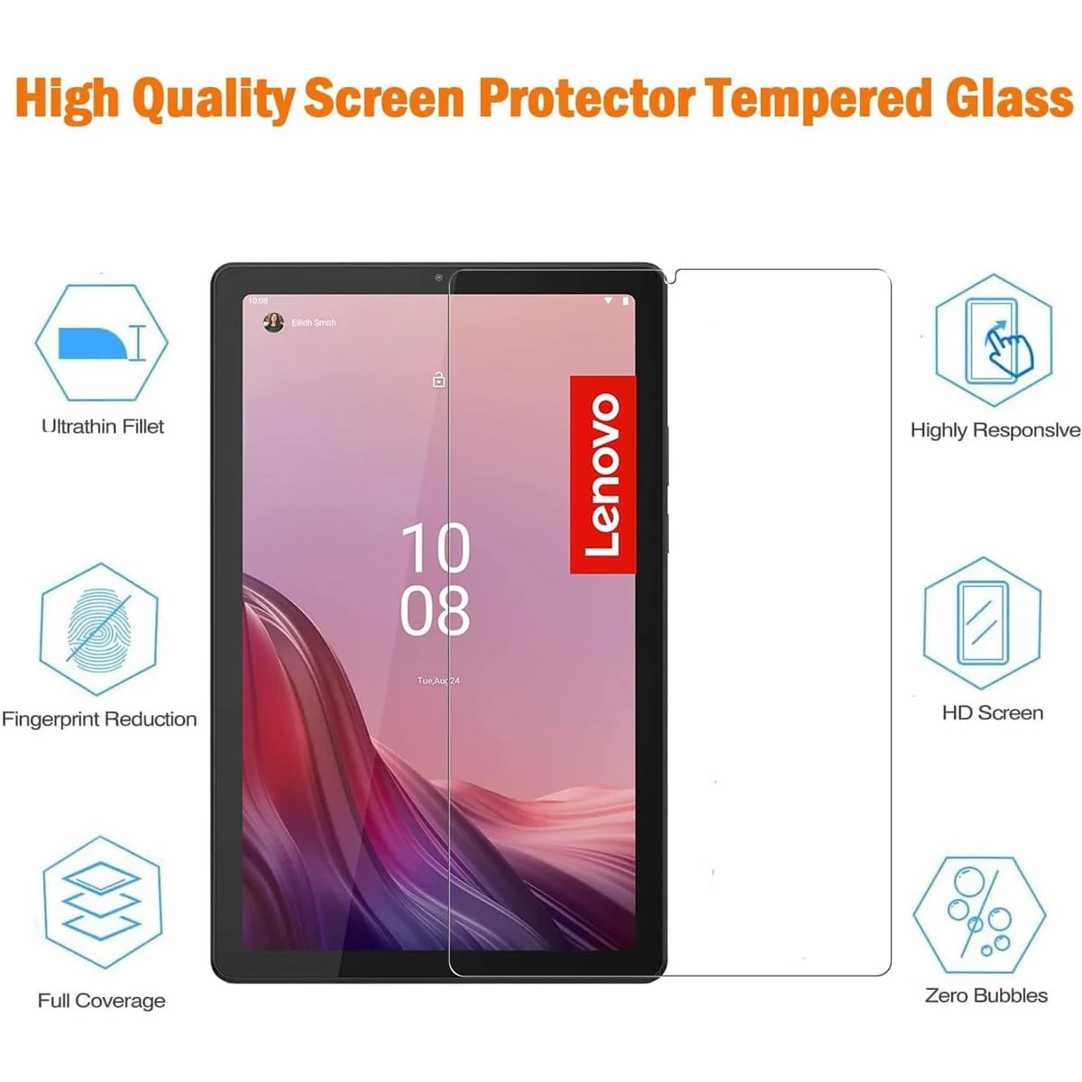USP Lenovo Tab One (8.7') Premium Tempered Glass Screen Protector - 9H Surface Hardness, Scratch Resistant,High Transparency,Smooth Touch,Bubble-Free