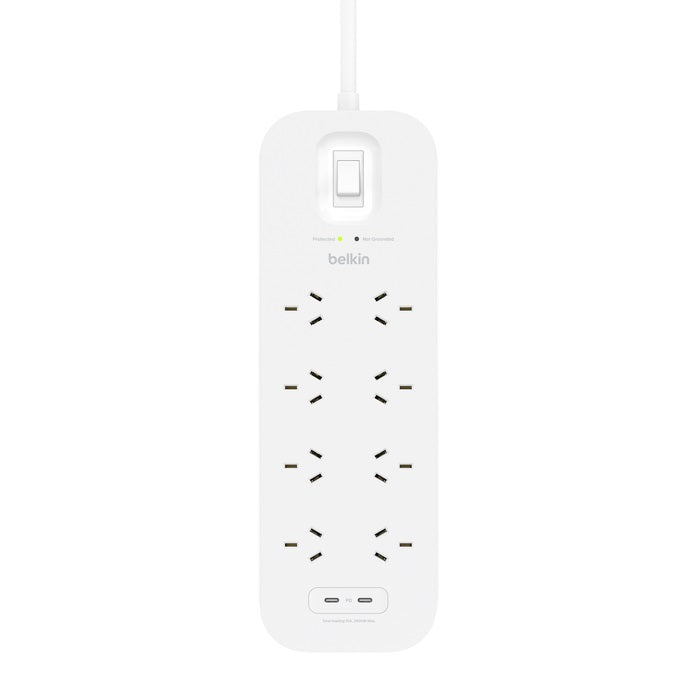 Belkin Connect 8-Outlet Surge Protector with Dual USB-C 30W -(SRB004AU2M), Dual