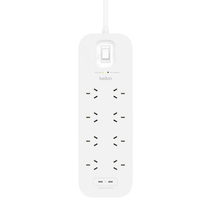 Belkin Connect 8-Outlet Surge Protector with Dual USB-C 30W -(SRB004AU2M), Dual