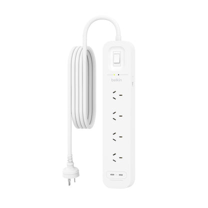 Belkin SurgePro 4-Outlet Surge Protector with Dual USB-C 30W - (SRB005AU2M), Dua