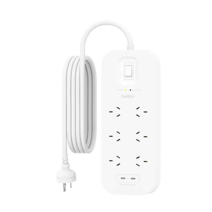 Belkin SurgePro 6-Outlet Surge Protector with Dual USB-C 30W  - (SRB006AU2M), Du