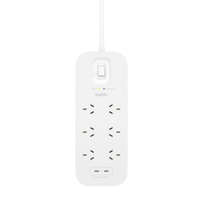 Belkin SurgePro 6-Outlet Surge Protector with Dual USB-C 30W  - (SRB006AU2M), Du