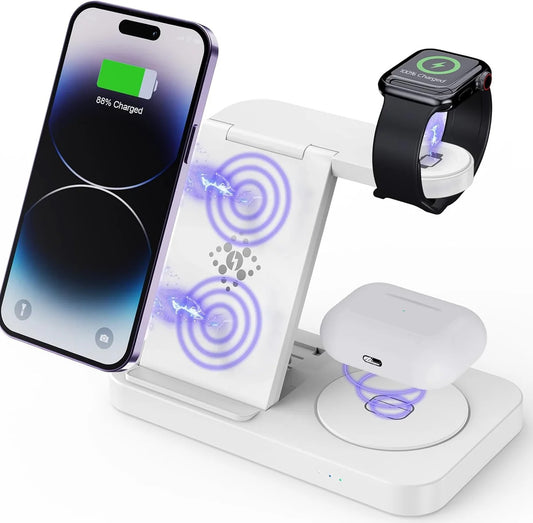 USP Samsung 3-in-1 Wireless Charging Stand, 15W, Portable & Space-Saving, Charger Station for Multiple Samsung Devices
