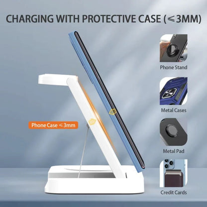 USP Samsung 3-in-1 Wireless Charging Stand, 15W, Portable & Space-Saving, Charger Station for Multiple Samsung Devices