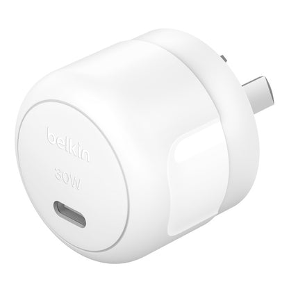 Belkin BoostCharge Compact 30W USB-C PD 3.1 Wall Charger - White (WCA008auWH),Dynamic Power,Safe & Efficient, Compact & Travel-Ready, 2 Years Warranty