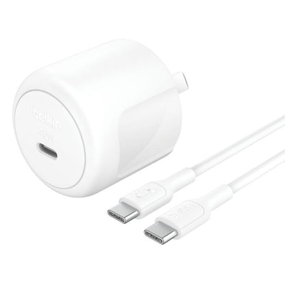 Belkin BoostCharge Compact USB-C PD Wall Charger with PPS 45W + USB-C to USB-C C