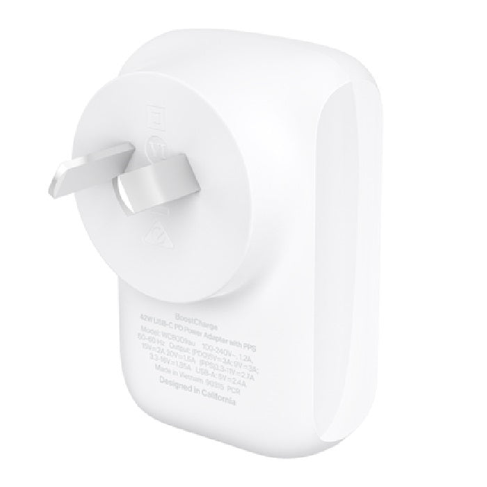 Belkin BoostCharge USB-C PD 3.0 PPS Wall Charger 42W - White(WCB009auWH),Dynamic