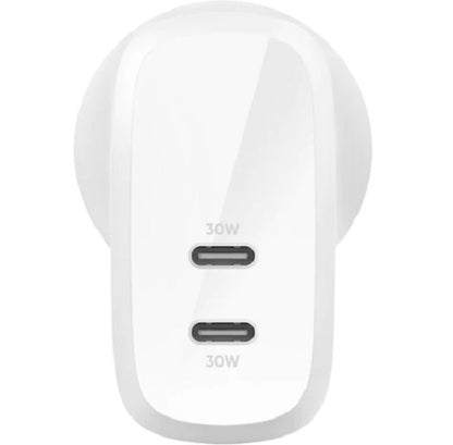 Belkin BoostCharge Pro Dual USB-C Wall Charger with PPS 60W - White (WCB010auWH)
