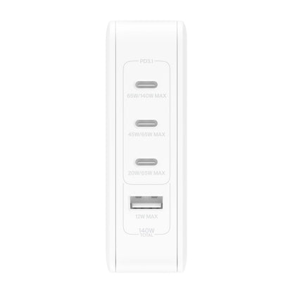 Belkin BoostCharge Pro 140W 4-Port GaN Wall Charger - White(WCH014BTWH-V3), 4 x