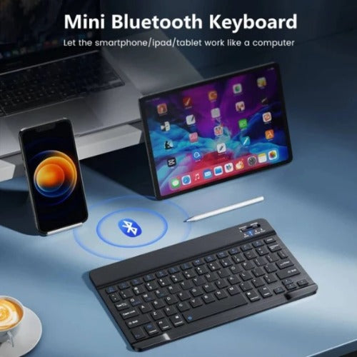 USP Bluetooth Wireless Keyboard – Rechargeable, Ultra-Thin & Portable, Compatible - iPad, Mac, PC, & Android devices, Bluetooth 5.0, 5 Years Warranty