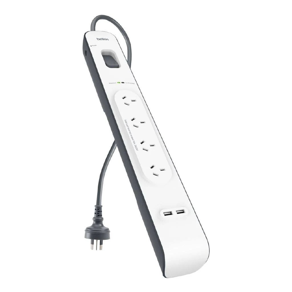 Belkin BSV401 4-Outlet 2-Meter Surge Protection Strip with two 2.4 amp USB charg