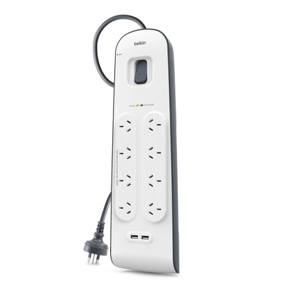 Belkin BSV804 8-Outlet 2-Meter Surge Protection Strip with two 2.4 amp USB charg
