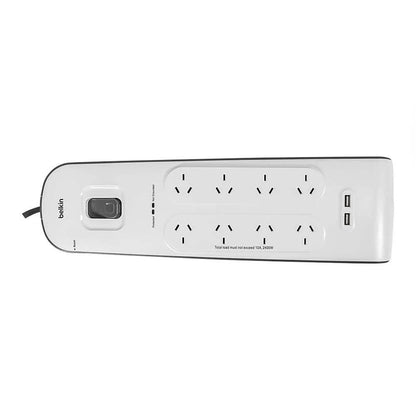 Belkin BSV804 8-Outlet 2-Meter Surge Protection Strip with two 2.4 amp USB charg