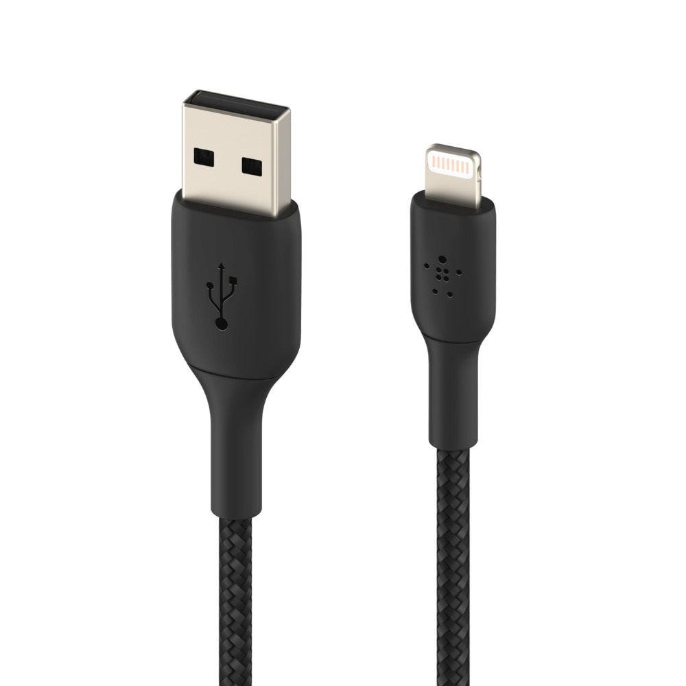 Belkin BoostCharge Lightning to USB-A Cable (1M) - Black (CAA001bt1MBK), 2.4A/12W, 480Mbps, 25K+ Bends, Apple iPhone, MFI-Certified, 2 Years Warranty