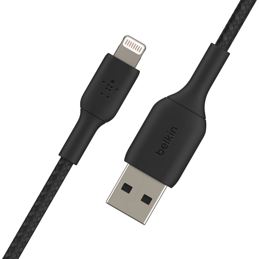 Belkin BoostCharge Lightning to USB-A Cable (1M) - Black (CAA001bt1MBK), 2.4A/12W, 480Mbps, 25K+ Bends, Apple iPhone, MFI-Certified, 2 Years Warranty