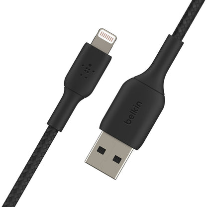 Belkin BoostCharge Lightning to USB-A Cable (1M) - Black (CAA001bt1MBK), 2.4A/12W, 480Mbps, 25K+ Bends, Apple iPhone, MFI-Certified, 2 Years Warranty