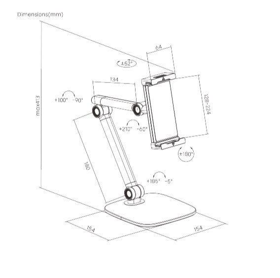 Brateck PAD39-02 SIMPLICITY UNIVERSAL PHONE/TABLET TABLETOP STAND Compatible wit