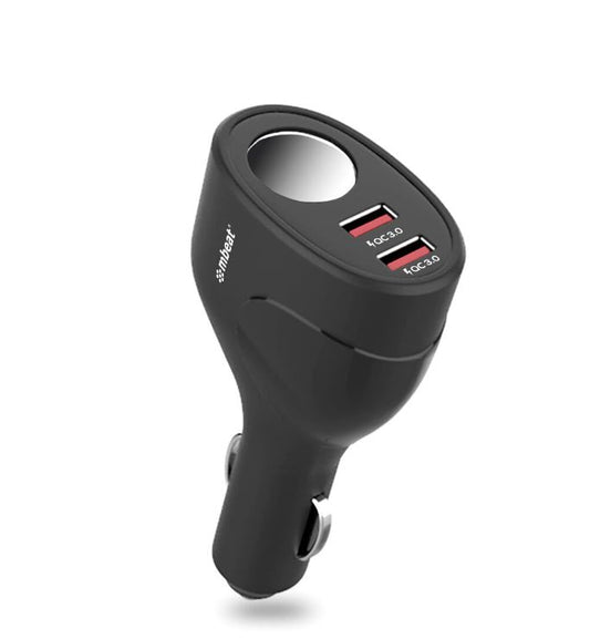 （LS） mbeat®  Gorilla Power Dual Port QC3.0 Car Charger and Cigarette Lighter Extender features built-in over heat Package