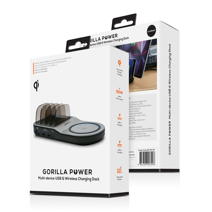 (LS) mbeat Gorilla Power 50W Qi Certified Multi-Device USB & Wireless Charging D