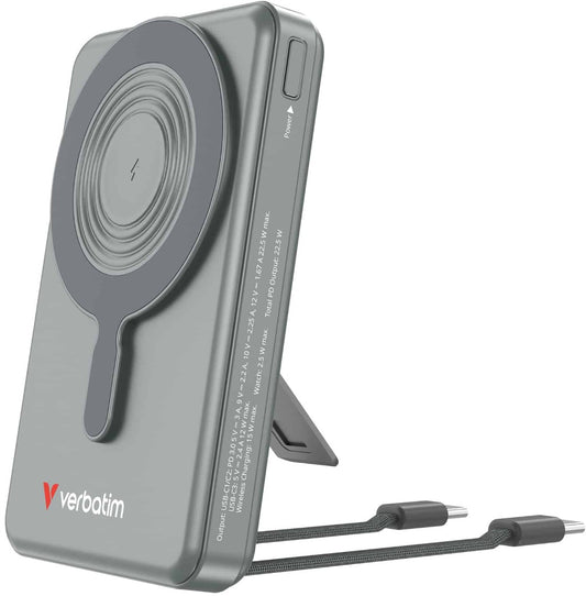 Verbatim Power Bank Magnetic Wireless 10.000 mAh C+C Display - Grey