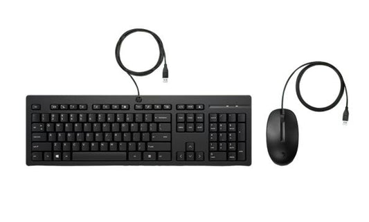 HP 225 USB Wired Desktop Keyboard Mouse Combo G2 USB-A Three button mouse adjustable keyboard feet Easy Clean Plug&Play for Notebook Desktop PC