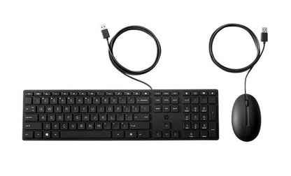 HP 320MK USB Wired Desktop Keyboard Mouse Combo Reduced-sized & Low-Profile Quie