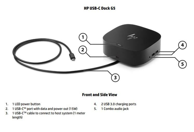 HP Dock USB-C G5 Essential Docking Station - 3xDisplays 1xUSB-C 4xUSB 3.0 2xDisp